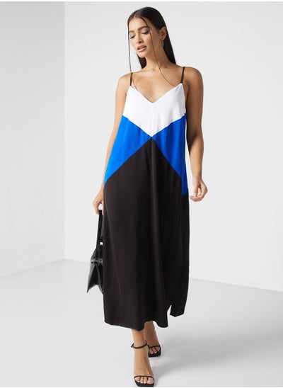 Buy Strappy Color Block Dress in Saudi Arabia