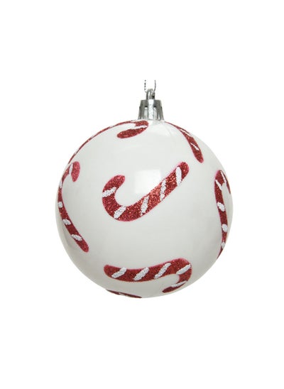 Buy Homesmiths Christmas Bauble Shatterproof Shiny With Candycane 8cm in UAE