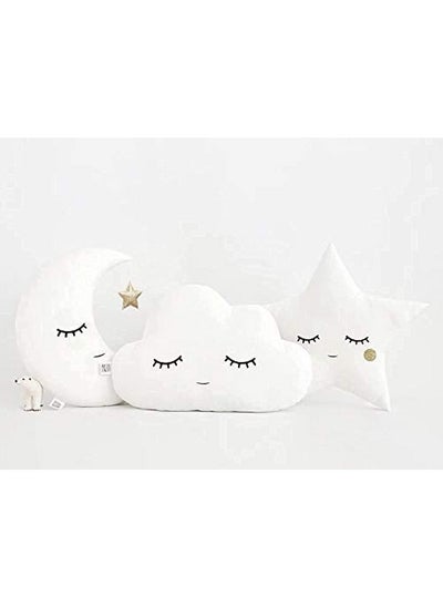 Buy Cute Cloud Moon Star Cot Cushion (Pack Of 3 16X16 Inch Velvet) Kids Cushion Soft Toy Soft Plush Pillow Cot Cushion Nursery Décor Baby Cushion in UAE