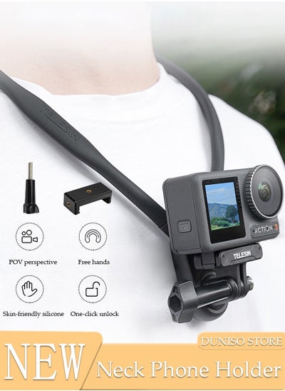 Buy Magnetic Neck Selfie Holder for Phone GoPro Video Vlog Necklace Collar Holder Hand Free Phone Neck Holder Chest Shoulder Body Strap Mount for Go Pro iPhone Android in Saudi Arabia