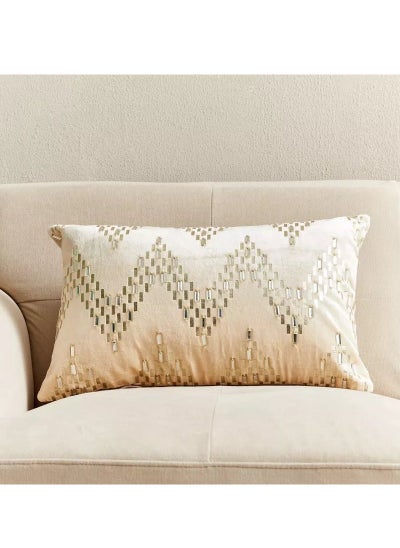 اشتري Petra Beaded Wave Velvet Filled Cushion - 30x50 cm في السعودية