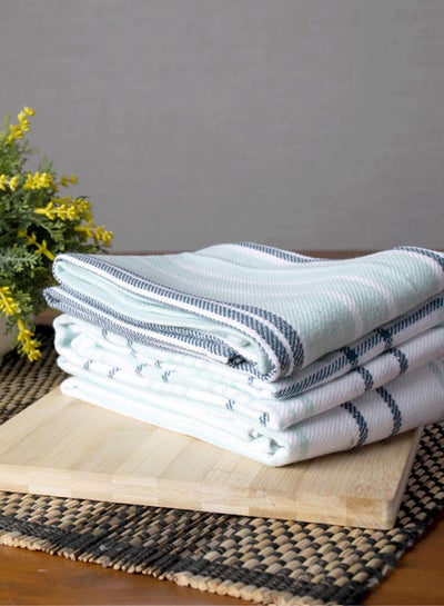 Buy 3-Piece Multi Purpose Fabric Highly Absorbent Quick Dry Kitchen For Every Day Cleaning Towel Set 45x70 cm in UAE