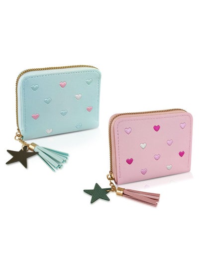 Buy Ladies Purse Wallet, PU Leather Purse Lady Credit Card Holder with Star Pendant, Solid Color Wallet in UAE