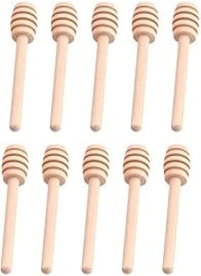 اشتري 10 Pcs Wood Honey Dippers Sticks, Honeycomb Stick Long Handle Honey Spoon Honey Stir Bar for Honey Jar Dispense Drizzle Honey (8 cm / 3.14 inch) في مصر