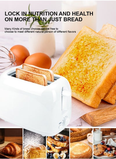 Buy 2 Slice Bread Toaster Home Toaster Wide Slot Design Removable Crumb Tray Fully Automatic Multi-function Toaster 6-Level Toasting 750w High Power White 21.5x11x16cm in Saudi Arabia