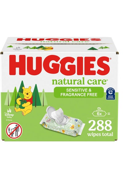 اشتري Huggies Natural Care Sensitive Baby Wipes, Unscented, Hypoallergenic, 6 Flip-Top Packs (288 Wipes Total) في الامارات