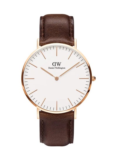 Buy Daniel Wellington Classic Bristol White Men's Watch 40mm Dial with Dark Brown Leather Strap DW00100009 in Saudi Arabia