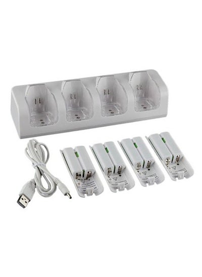 اشتري 4Pcs 2800mAh Rechargeable Cells and Wii Cell Charge Dock Stand for Wii Remote Switch Accessory في السعودية