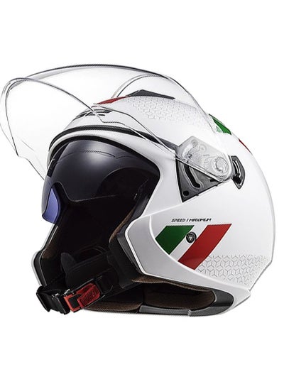 Buy LS2 TWISTER II COMBO OF573 HELMET WHITE-GREEN RED L SIZE in UAE