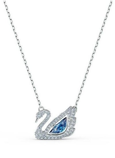 Buy Dancing Swan Necklace Jewelry Collection, Rhodium Finish, Blue Crystals, Clear Crystals in UAE