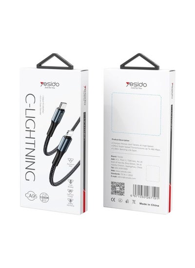 Buy Yesido CA95 Type-C to Lightning charger cable for data transfer and charging in Egypt