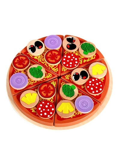 Buy 27-Piece Wooden Pizza Cutting Toy 10x10x10cm in Saudi Arabia