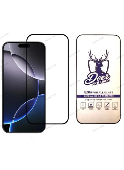 Buy IPhone 16 Pro Max 9H Deer ESD Anti Static Tempered Glass Screen Protector With Back Frame in Egypt