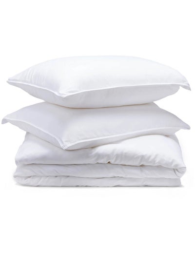 Buy Double Size Plain Duvet Cover Cotton White 240 X 260Cm With 2 Pieces Pillow in UAE