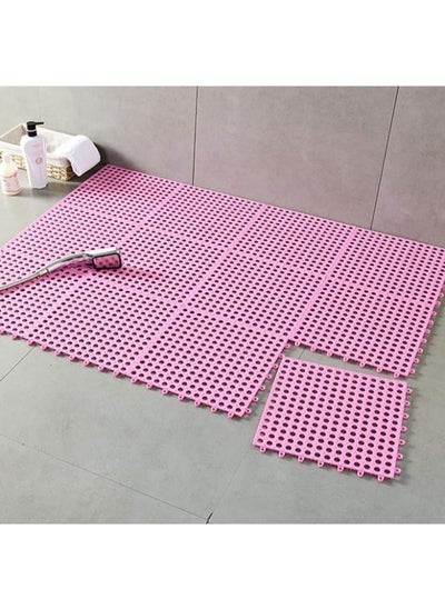 Buy 12 Pieces Rubber Flooring Interlocking Soft PVC Non-Slip Tile Splicing Waterproof Mat in UAE