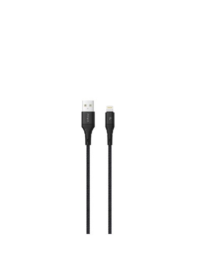 Buy Pawa Braided USB-A to Lightning Cable 2.4A 1.2M - Black in UAE