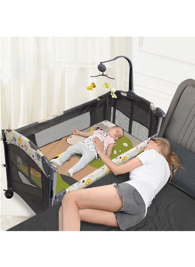 Buy 5 In1 Baby Comfortable Bedside Sleeper,Baby Cribs With Toys & Music Box,Foldable Portable Travel Crib For Girl Boy Infant Newborn in Saudi Arabia