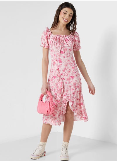 اشتري Ruffle Detail Printed Dress في الامارات