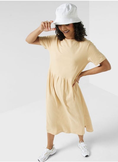 Buy Pleated T-Shirt Midi Dress in UAE