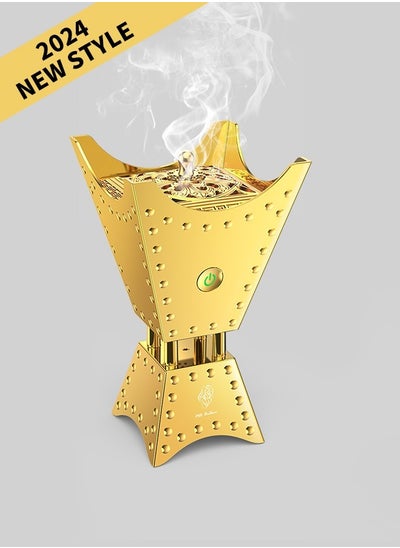 Buy 2024 New Style Electric Incense Burner Metal Censer 2500mAh Censer Aromatherapy-Gold in Saudi Arabia