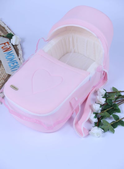 Buy Portable Baby Bed with Thick Padded Seat with High Quality Materials - Pink in Saudi Arabia
