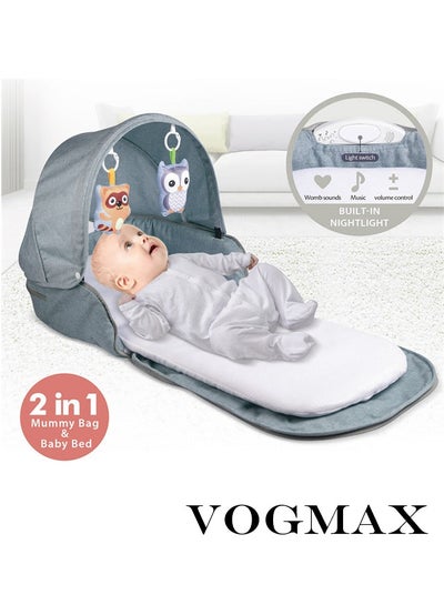Buy Portable Baby Bed Travel Bassinet with  Awning, Foldable Infant Crib, Baby Cots for Newborn Grey in Saudi Arabia