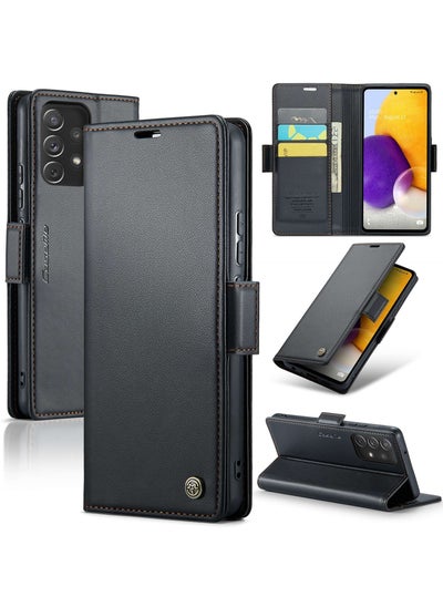 Buy CaseMe Flip Wallet Case For Samsung Galaxy A72 5G RFID Blocking PU Leather Wallet Flip Folio Case with Card Holder Kickstand Shockproof Phone Cover - Black in Egypt