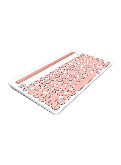 اشتري IK3381 Wireless BT Keyboard Portable BT Office Keyboard with Round Keycap Multimedia Keys Support 3 Devices Pink في الامارات