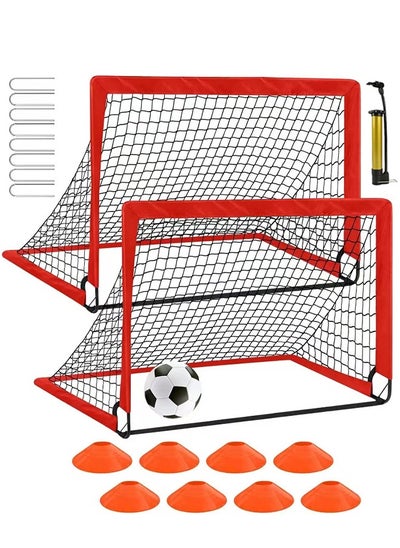 Buy Portable Training Goals,120x90 cm Pop Up Soccer Net for Backyard,Set of 2 With Carry Bag,soccer ball,inflation pump,8 cones and 8 U shaped nails in Saudi Arabia