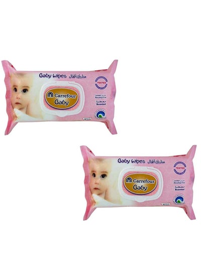 Buy Alcohol Free Baby Wipes White 80 Wipes Pack of 2 in UAE