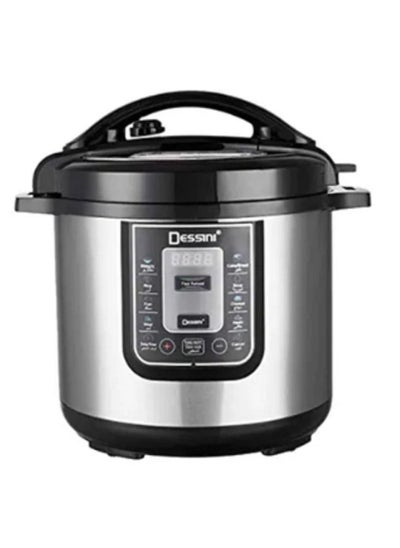 اشتري Dessini 6L Stainless Steel Round Electric Pressure Cooker with Lid, Silver/Black في الامارات