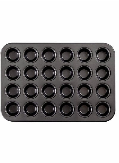 Buy Bakeware, Bakeware Nonstick Mini Muffin Pan, 24 Cup - Black, Premium Quality Cupcake Pan with Nonstick Technology, Dishwasher Safe, No-Toxic Material, Commercial Grade Carbon Steel in UAE