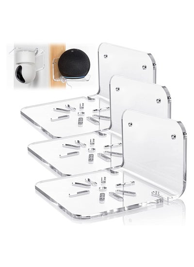 Buy Acrylic Small Wall Shelf Set of 3 for Security Cameras Speakers Baby Monitors More 4  Universal Adhesive Shelf Easy to Install No Drill, with Cable Clips in Saudi Arabia