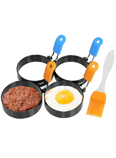 Buy Egg Ring,4 Pack Stainless Steel Egg Cooking Rings Set,Round Omelette Mold for Frying Egg English Muffins Pancake Sandwiches,  Breakfast Household Kitchen Cooking Tool in UAE