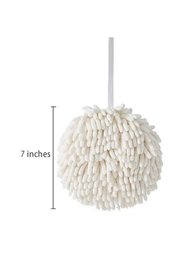 Buy Chenille Hand Towel Ball White in UAE