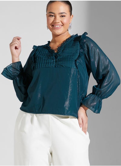 اشتري V Neck Puff Sleeve Top في السعودية