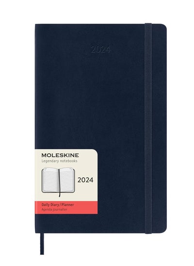 Buy Moleskine 2024 Daily Planner, 12M, Large, Sapphire Blue, Soft Cover (13x21 cm) in UAE