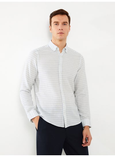 Buy Slim Fit Long Sleeve Patterned Poplin Men's Shirt in Egypt