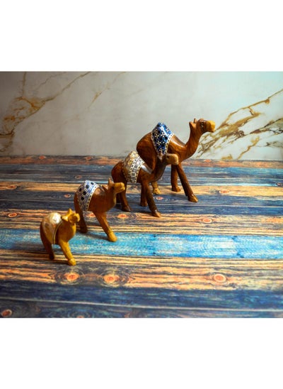 Buy A camel set decorated with seashells for children's toy or for decoration Natural carving Handmade in Egypt