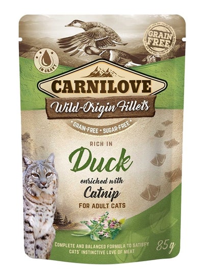 Buy Carnilove Duck enriched with Catnip for Adult Cats (Wet Food Pouches) 24x85g in UAE