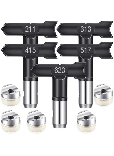 اشتري 5 Pcs Spray Tips Airless Paint Sprayer Reversible Tip Nozzles, for Spraying Machine Accessories, for Homes Buildings Garden Decks Fences في السعودية