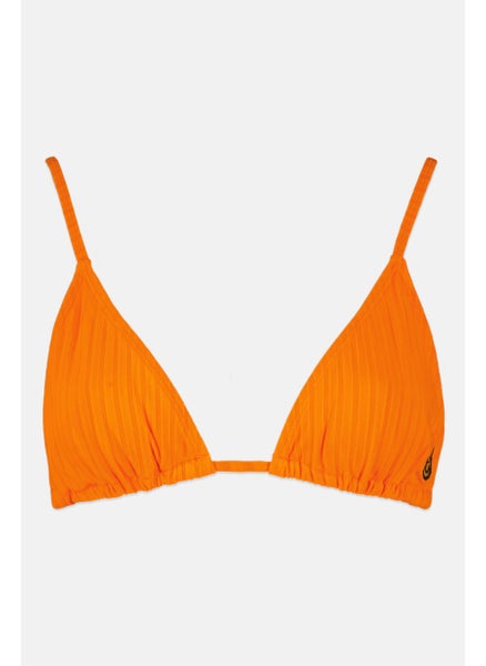 Buy Women Textured Non Padded Bikini Top, Orange in UAE