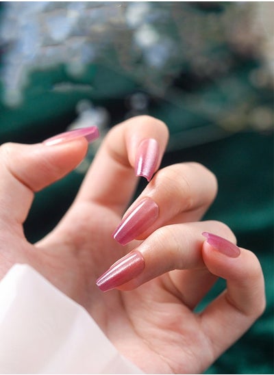 اشتري 10 Pcs Gradient Cat Eye Bulb Nail Art False Nails Short T Manicure Fake Nails Press on Nails with Wearing Tools, Size:XS/S/M（Small Light Bulb Purple）Random Packaging في الامارات