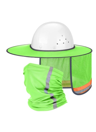 Buy Hard Hat Sun Shade, High Visibility Visor Neck Shade with Reflective Strip, Accessories, Full Brim, Man& Woman (Hard Not Included), Green in Saudi Arabia