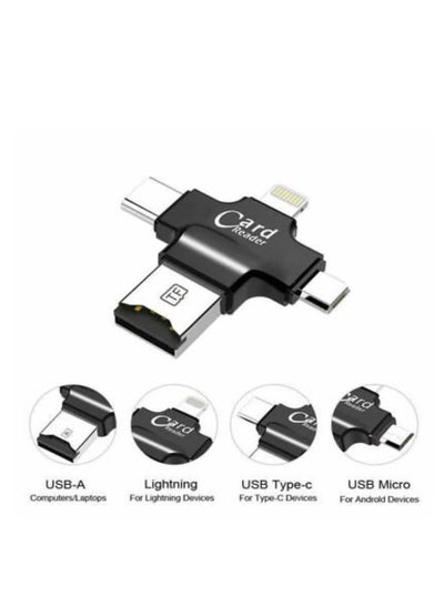 Buy 4 In 1 Lightning Type-C Micro USB Card Reader Black in UAE