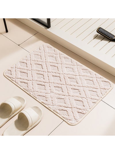 اشتري Bathroom Rugs Bath Mat 38 By 58 CM Non Slip Fluffy Soft Plush Microfiber Shower Carpet Rug Machine Washable Quick Dry Ultra Bath Mats for Tub Bathroom and Shower White. في الامارات