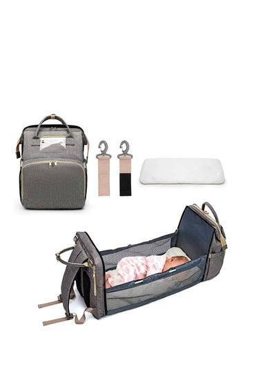 اشتري Baby Changing Bag Backpack Waterproof Multi-Function Diaper Bag with Changing Mat & Stroller Straps Large Capacity Back Pack Nappy Bag Changing Backpack في السعودية