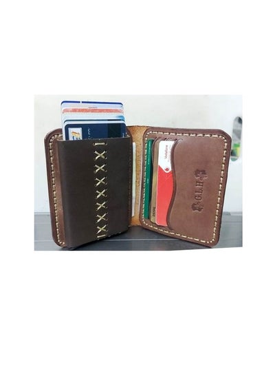 Buy Natural leather card wallet with aluminum unit automatic protects the theft of Wi-Fi stitching hand made in Egypt