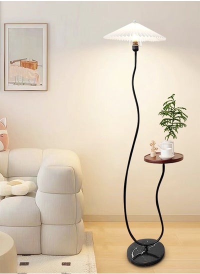 Buy Nordic Atmosphere Floor Lamp Standing Floor Light with Wood Table Brightness Control Lampshade Floor Lamps Side Table for Living Room Bedroom 26x155 Centimeter in UAE