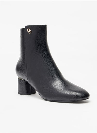 اشتري Women's Solid Ankle Boots with Block Heels and Zip Closure في الامارات